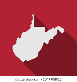 West Virginia state map with long shadow