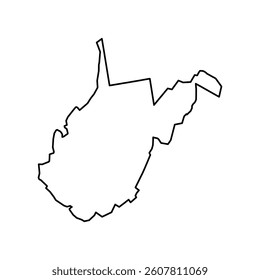 West Virginia state map outline with USA stroke vector design