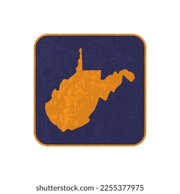 West Virginia state map square with grunge texture. Vector illustration.
