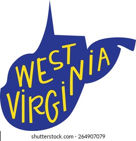 West Virginia state outline and hand-lettering