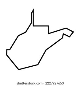 West Virginia state of United States of America, USA. Simplified thick black outline map. Simple flat vector illustration