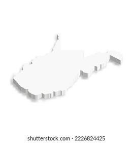 West Virginia, state of USA - white vector 3D map of country area.