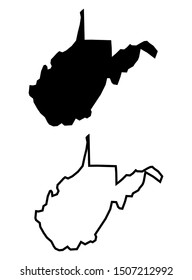 West Virginia State Vector Map - Blank Black Silhouette and Outline West Virginia Map Vector