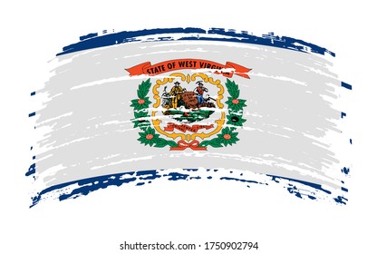 West Virginia US flag in grunge brush stroke, vector image