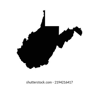 West Virginia US Map. WV USA State Map. Black and White West Virginian State Border Boundary Line Outline Geography Territory Shape Vector Illustration EPS Clipart