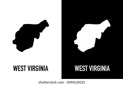 West Virginia - U.S. state. Contour line in white and black color on two face background. Map of The United States of America. Vector illustration.