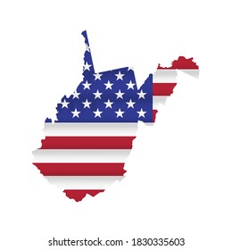 West Virginia US state flag map isolated on white. Vector illustration.