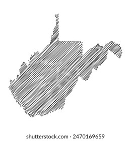 West Virginia US state thread map line vector illustration