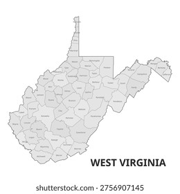 West Virginia, USA Counties Map