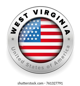 West Virginia Usa flag badge button vector