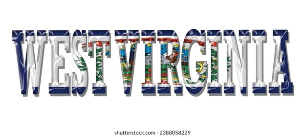 WEST VIRGINIA Estados Unidos tipo de letra de texto, 3D WEST VIRGINIA bandera fondo colorido, WEST VIRGINIA bandera ilustración vectorial