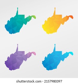 West Virginia, USA Low Poly Map Clip Art Design. Geometric Polygon Graphic National Icon. Vector Illustration Symbol.