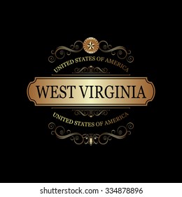 West Virginia  USA State.Vintage frame.