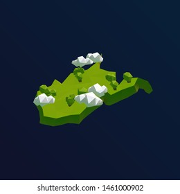 West Virginia Vector Low Poly 3D Cartoon Map