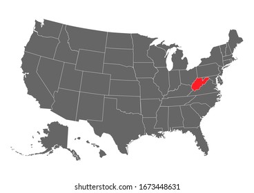 west virginia vector map. High detailed illustration. United state of America country