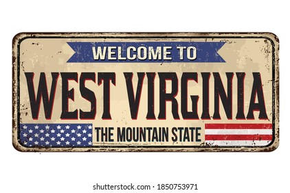 West Virginia vintage rusty metal sign on a white background, vector illustration