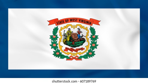 West Virginia waving flag. West Virginia state flag background texture.Vector illustration.