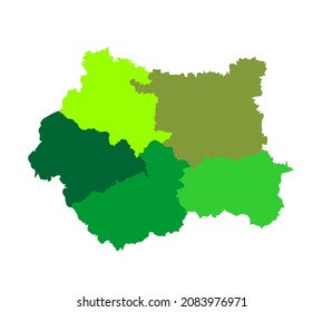 West Yorkshire Vector Map Silhouette Illustration In Yorkshire And The Humber, Metropolitan County In England. Separated Regions With Borders.