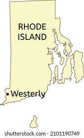 Westerly town location on Rhode Island state map