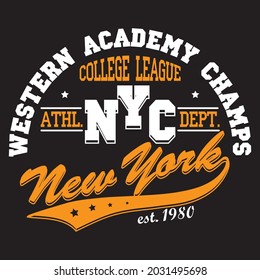 western academy champs athl. NYC dept. new york est. 1980 t-shirt design, you can download vector file.