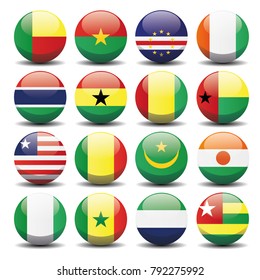 Western Africa country national circle button flags background texture. Vector illustration