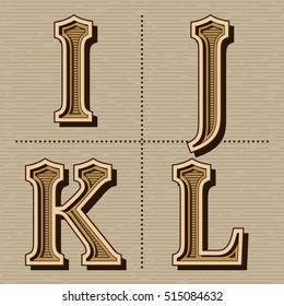 Western Alphabet Design Letters Vintage Vector Stock Vector (Royalty