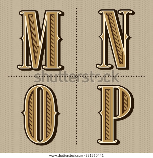 Western Alphabet Letters Vintage Design Vector Stock Vector (royalty 