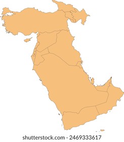 Western Asia Map with Countries