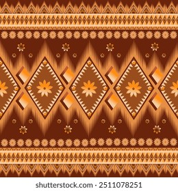 Western Asian geometric pattern and traditional pattern, brown background for textures and backgrounds Decorating patterns on silk, cloth, bags, carpets, clothing, wrapping paper and wallpaper.