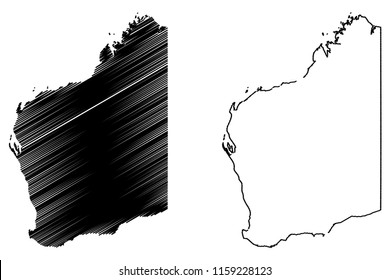 Western Australia (Australian states and territories, WA) map vector illustration, scribble sketch Western Australia map