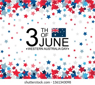 Western Australia Day 3th of June celebration banner template with australian balloons flag decor. Holiday poster template. Vector illustration