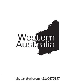 Western Australia map and black lettering design on white background