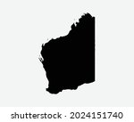 Western Australia Map Black Silhouette. WA, Australian State Shape Geography Atlas Border Boundary. Black Map Isolated on a White Background. EPS Vector Graphic Clipart Icon