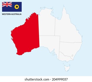 western australia map with flag