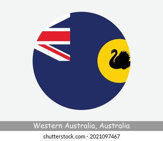 Western Australia Round Circle Flag. WA Australian State Circular Button Banner Icon. Der Wildblütenstaat, der goldene Staat EPS Vector