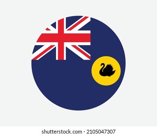 Westaustralische Flagge. WA, Australien Circle Flag. Australian State Circular Shape Button Banner. EPS-Vektorgrafik.