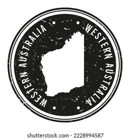 Western Australia, Australia Stamp Travel Passport. Design Retro Symbol Country. Old Vintage Postmark.