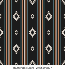 Western aztec geometric stripes pattern. Vector aztec geometric colorful stripes seamless pattern southwestern style. Ethnic geometric pattern use for fabric, textile, home decoration elements, etc.