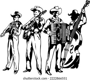 Western Band Performing Vector Illustration