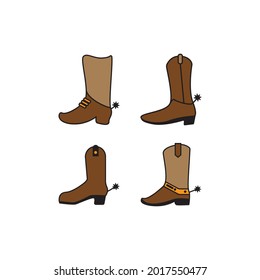 Western boot icon design set bundle template isolated