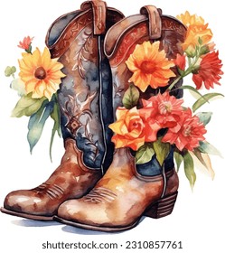 Western Boots with Flowers Sublimation