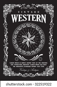 Western Border Vintage Frame Flourish Banner Vector Illustration