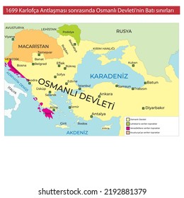 The western borders of the Ottoman state after the 1699 Treaty of Karlowitz, Karlofça Antlaşması, Tarih Haritları