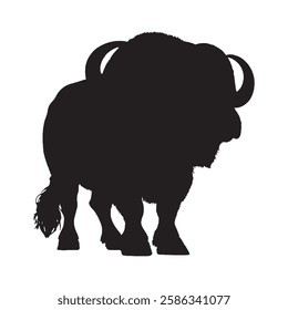 Western Buffalo Silhouette for Rodeo and Cowboy Logos - Buffalo Vector - Buffalo Illustration
