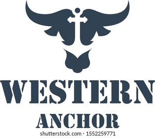 western and bull anchor logo design inspirations	