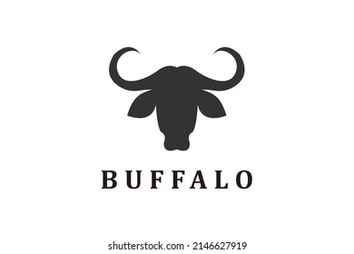 western Bull Cow Buffalo Head silhouette with star logo design
