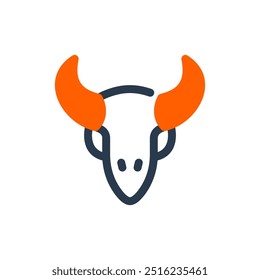 Western Bull Skull Vector Icon Illustration