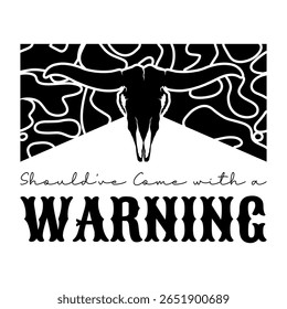 Design Gráfico de Aviso de Caveira Western Bull