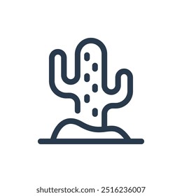 Western Cactus Vector Icon Illustration