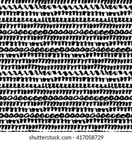 Western calligraphy inspired monochrome pattern with stripes made with letter elements. Hand made seamless tile image. Can be used for print, wrapping, fabric, scrapbook